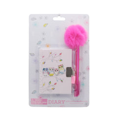 A7 Lock Memo Pad(17) set featuring mini lock diary and fluffy pen, designed for kids and fun stationery lovers.