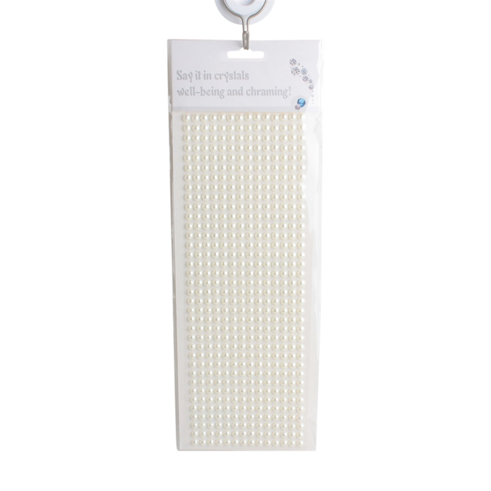 Adhesive Pearl(6MM) pack featuring multiple adhesive pearls on a clear backing for crafting and decoration.