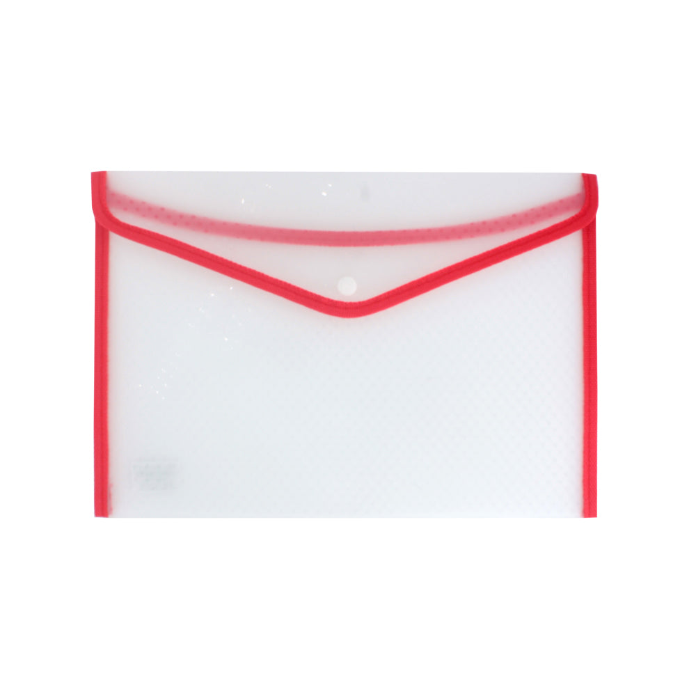 A4 Paper Holder Bag in transparent material with red trim, ideal for organizing documents and papers.