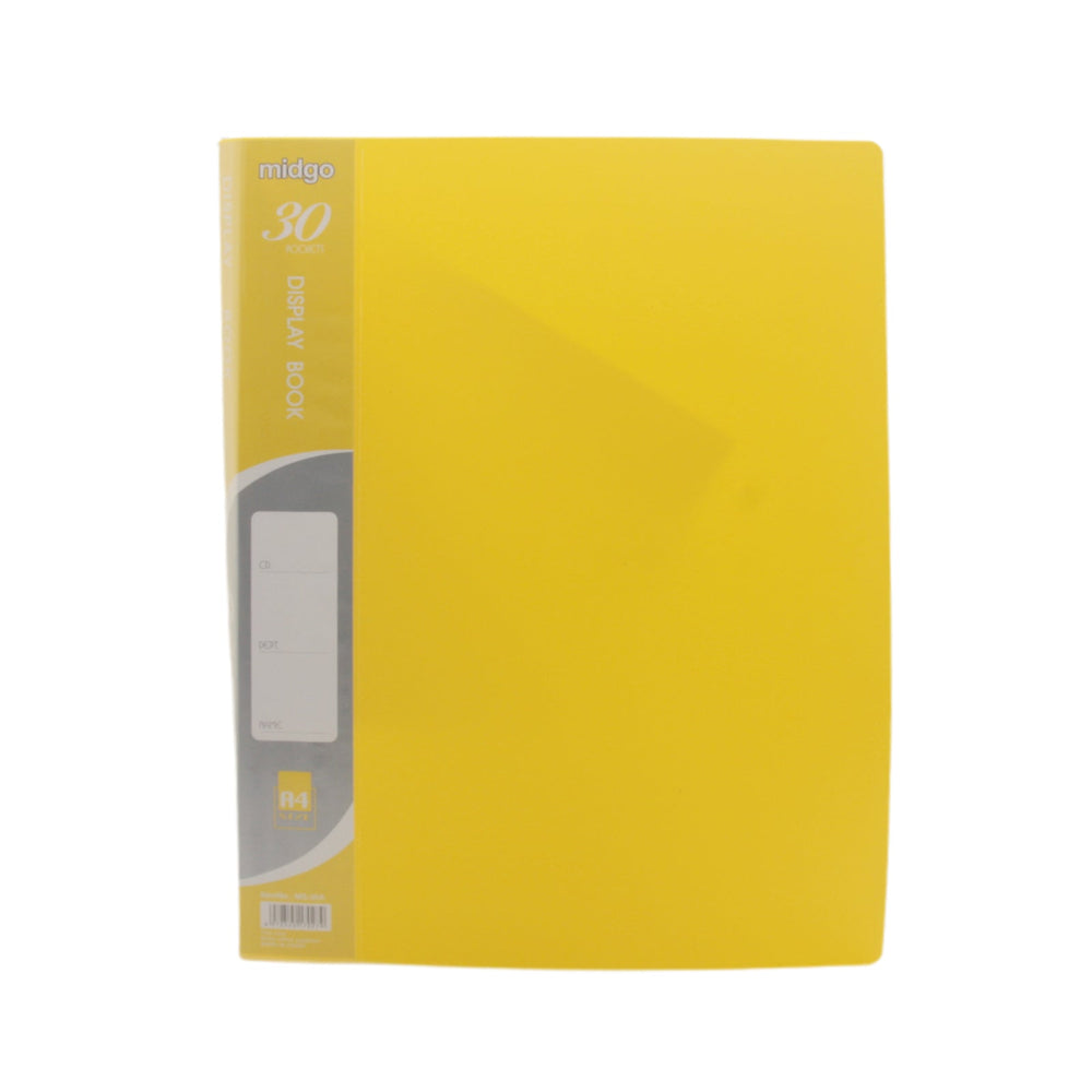 Pocket File(30) in bright yellow, featuring a clear front cover and labeled spine for easy identification.