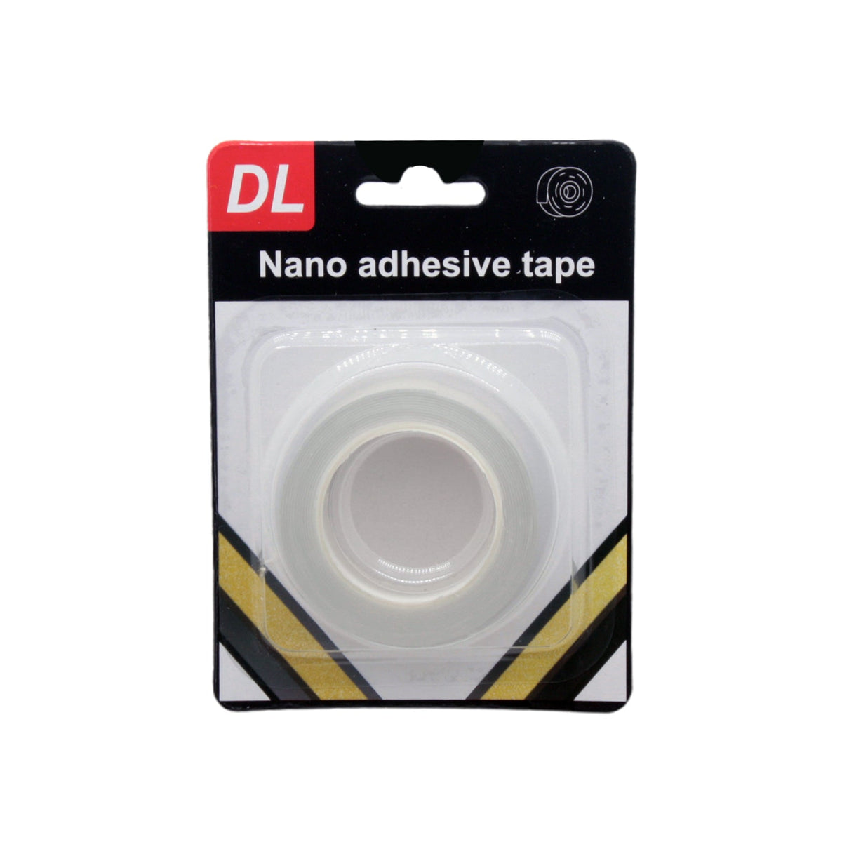 Nano Adhesive Tape – Reusable Double-Sided (2.4cm × 2m) in packaging, showcasing its clear design and strong grip.