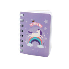 Colorful unicorn-themed notebook titled 'PRINCESS' with rainbow and star design, perfect for kids.