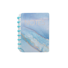 A5 Note MB stylish notebook with a blue marbled cover, perfect for on-the-go note-taking.