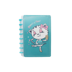 A5 Note AM featuring a cute dancing animal illustration on a teal cover.