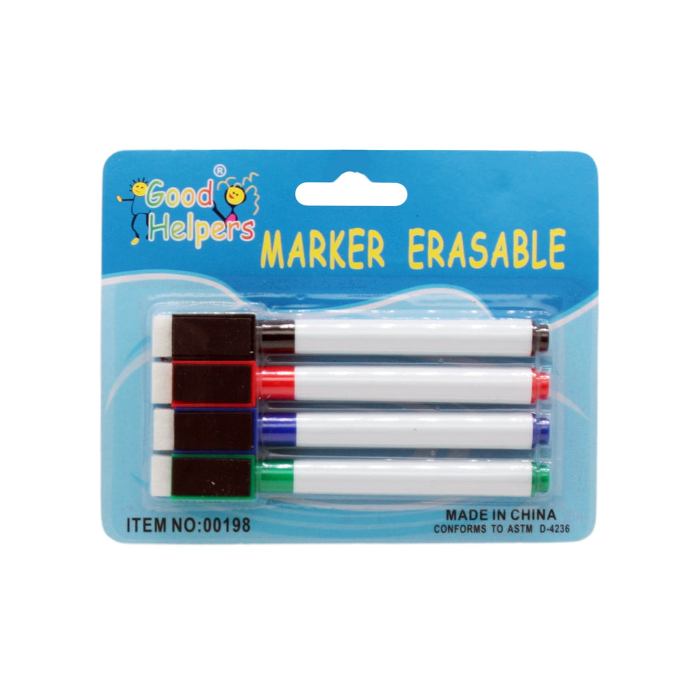 Dry Erase Marker Set – 4PCS with black, blue, red, and green markers for versatile whiteboard use.