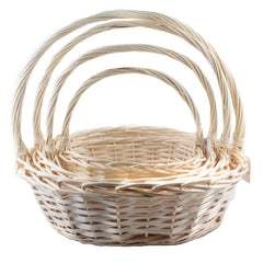Natural Cane Basket –(NC18-39) Set showcasing three nested handwoven baskets for home organization and gifting.