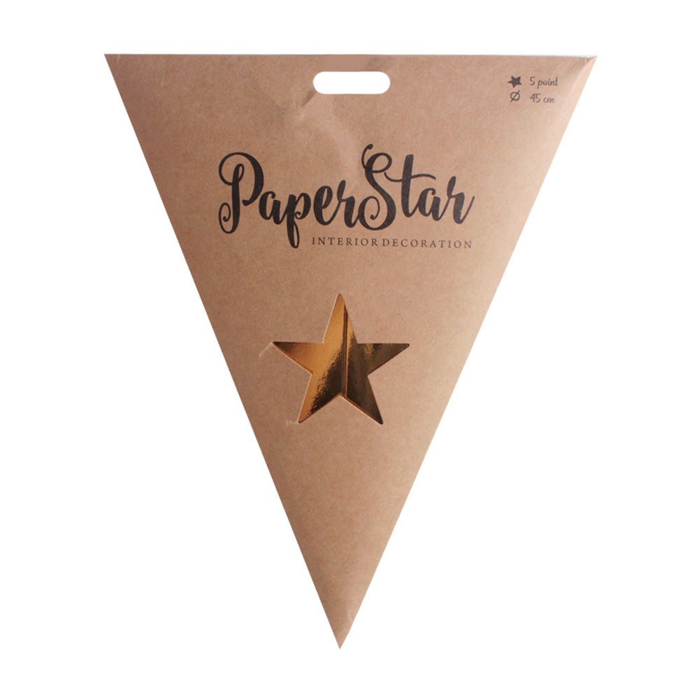 Shiny Star Banner – Kraft Paper Party Decoration packaging showing a gold star decoration on kraft paper.