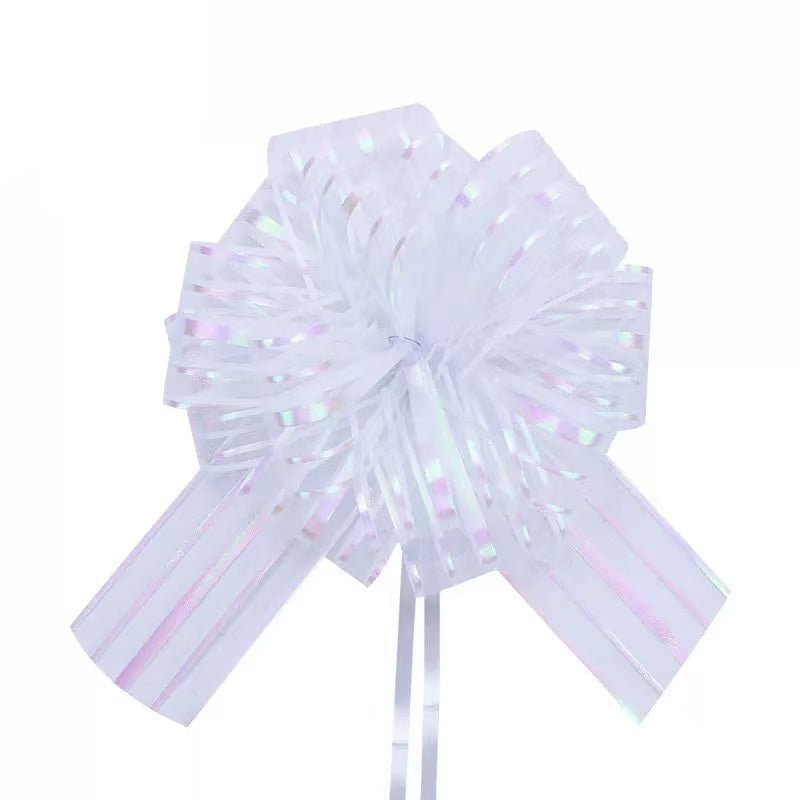 Flower Ribbon(1PCS/5CM) in iridescent white, perfect for gift wrapping and decorations.