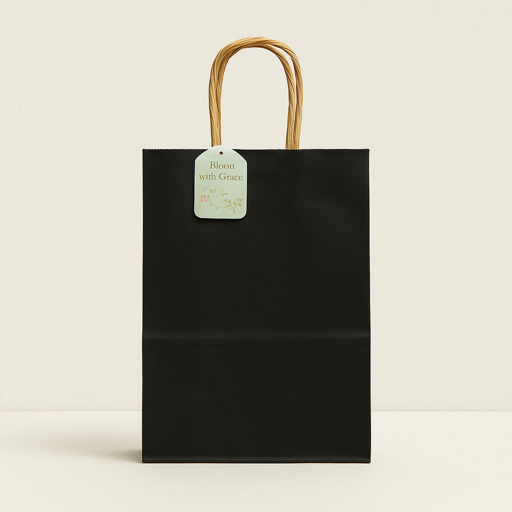 Craft Solid Colour Bag(3PCS/32*26*12CM) in black with a sturdy handle and gift tag.