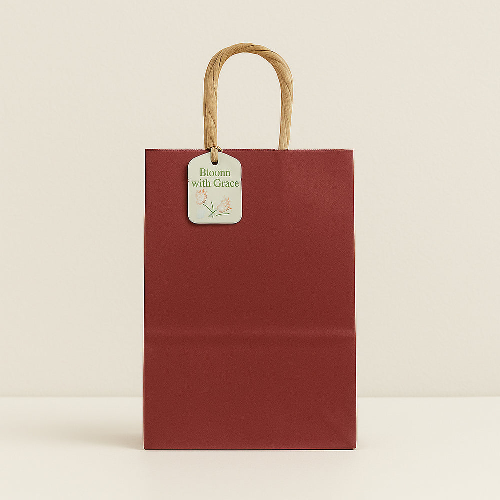 Craft Solid Colour Bag(2PCS/42*31*12CM) in solid red with a tag and sturdy handles for eco-friendly gifting.