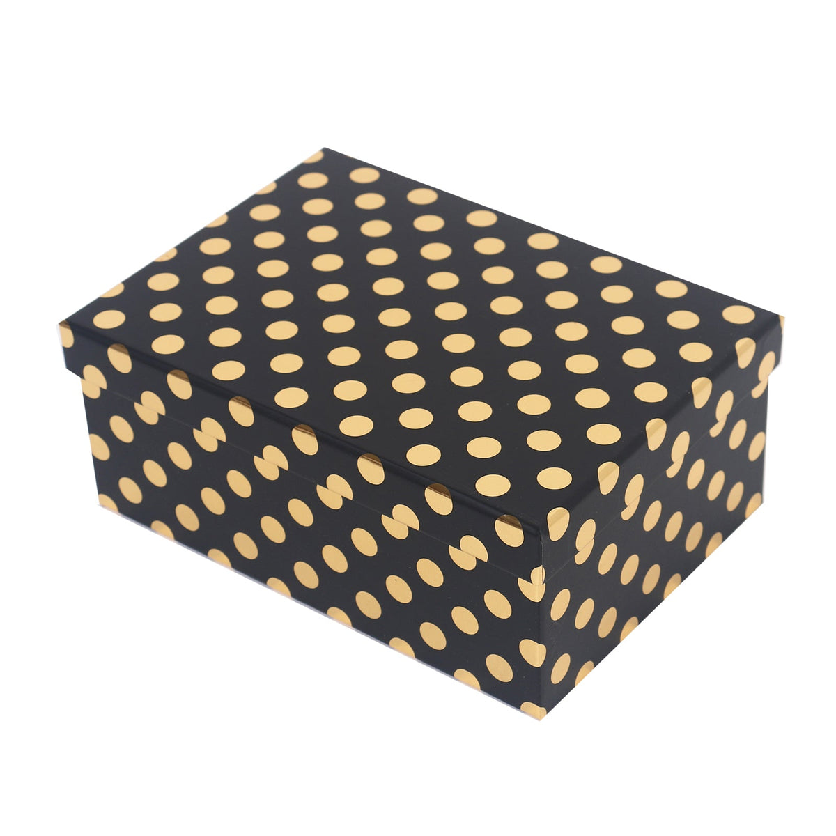 4/10 Gold Dot Black Gift Box(31*23*13.5CM) with a stylish polka dot design.