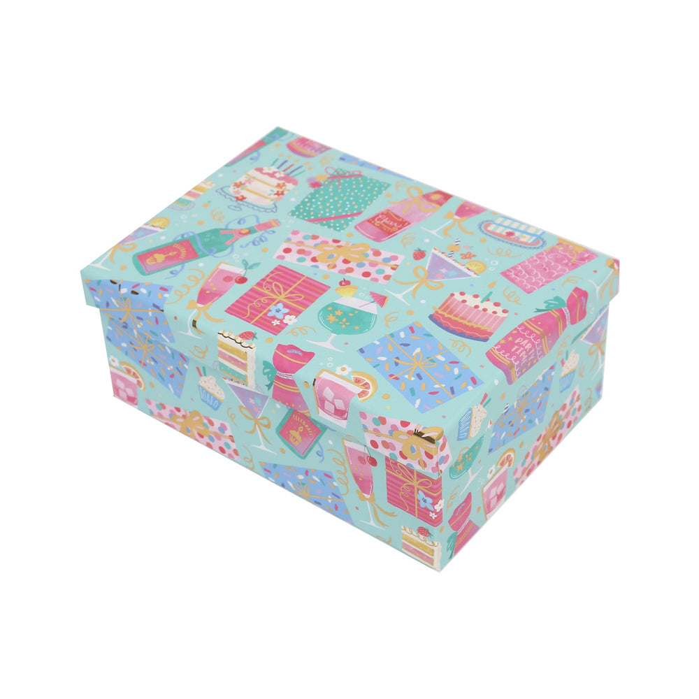 3/10 Party Mint Gift Box(33*25.5*14.5CM) decorated with colorful gift designs.