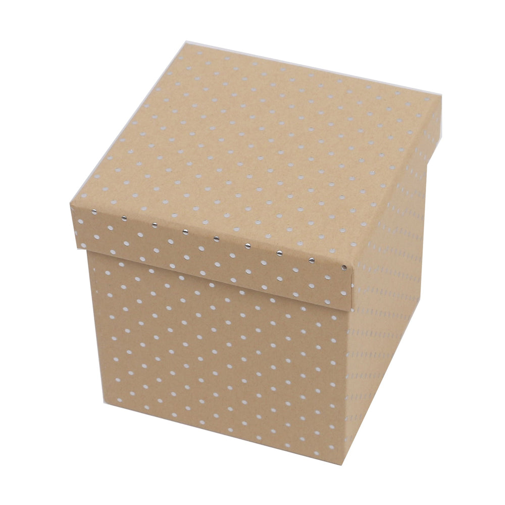 3/10 Silver Dot Craft Gift Box(22.5*22.5*22.5CM) in polka dot design, perfect for gifts and crafts.