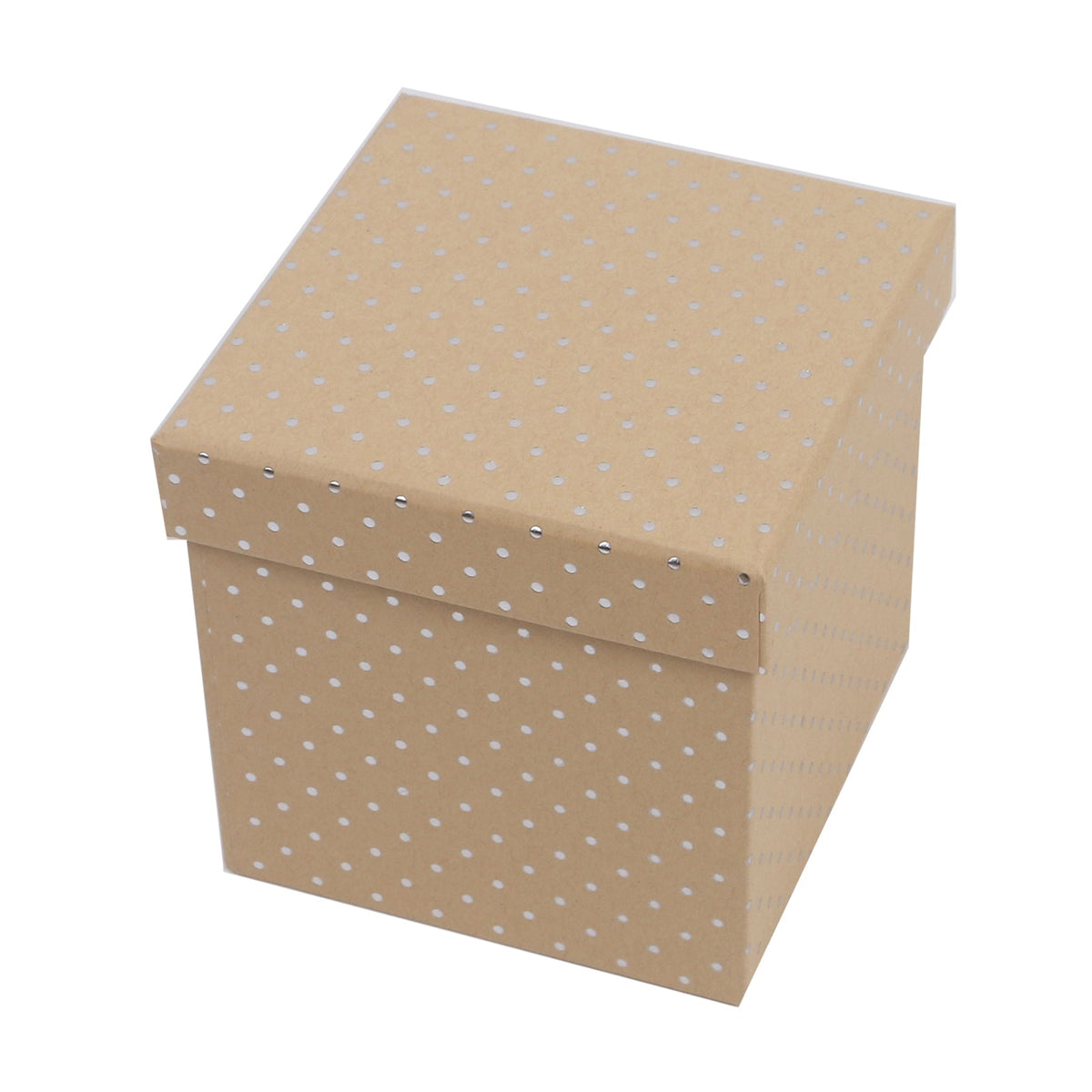 10/10 Silver Dot Craft Gift Box(8.5*8.5*8.5CM) in light brown with silver dots, perfect for gifting and crafts.
