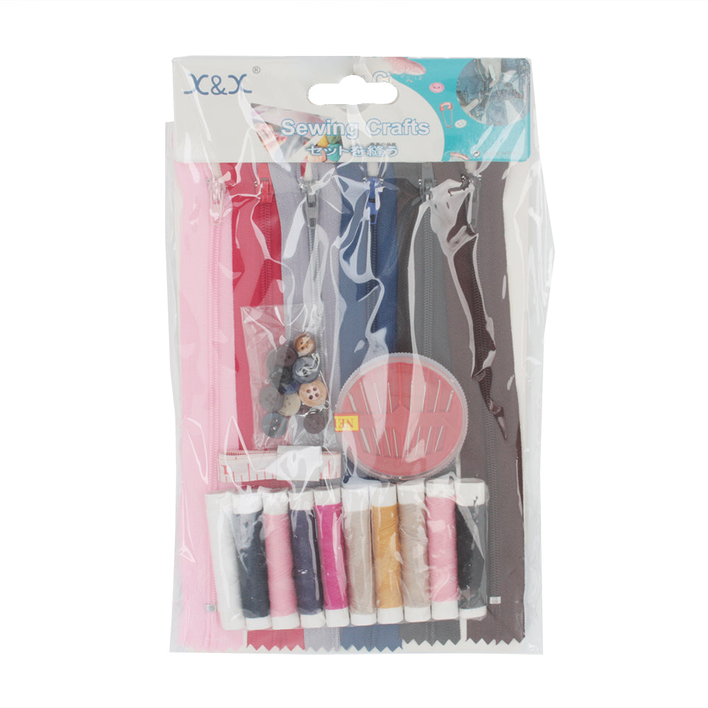 Zipper Set (C093) featuring assorted zippers and sewing supplies for crafting use.