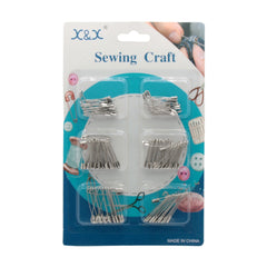 Nickel-Plated Safety Pins in a sewing craft packaging, featuring various sizes for versatile use.