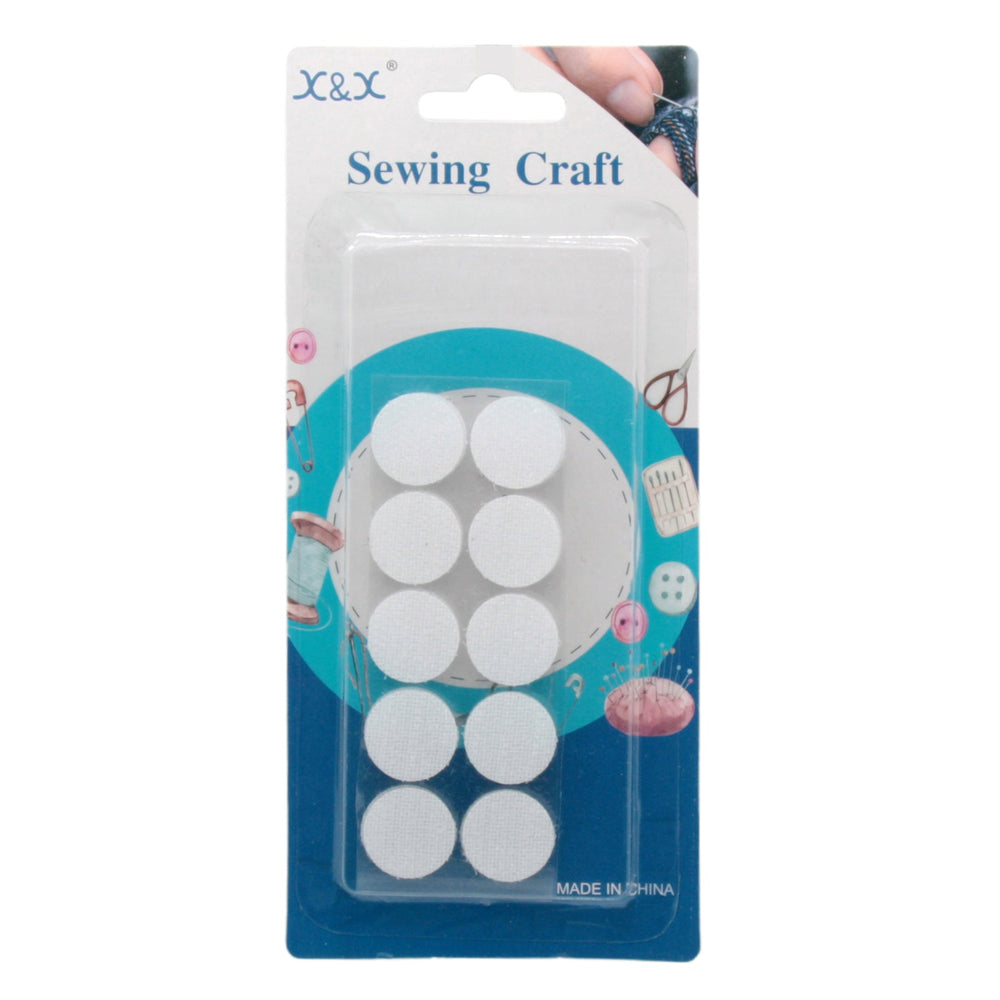 2CM Velcro Dots – 10 Sets Adhesive Circles packaged for sewing craft projects.