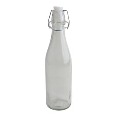 Glass Bottle Clip Lid(500ML) with a secure seal, ideal for juices and infused water, made from durable glass.