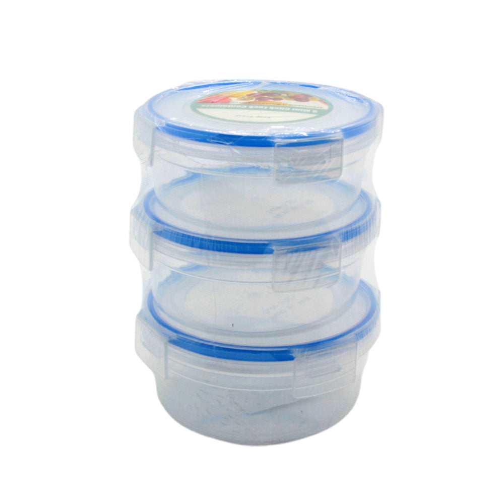 Durable Storage Box with Secure Clip Lid 3PCS Round