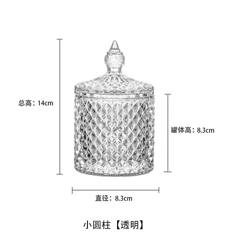 Candy Holder S(8.3*14CM) clear crystal decorative jar with lid and precise dimensions.