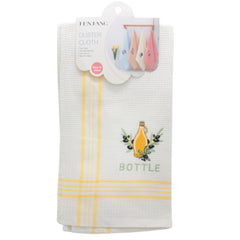 Kitchen Dish Cloth(38*62CM) featuring a stylish bottle design and yellow stripes, perfect for kitchen drying tasks.
