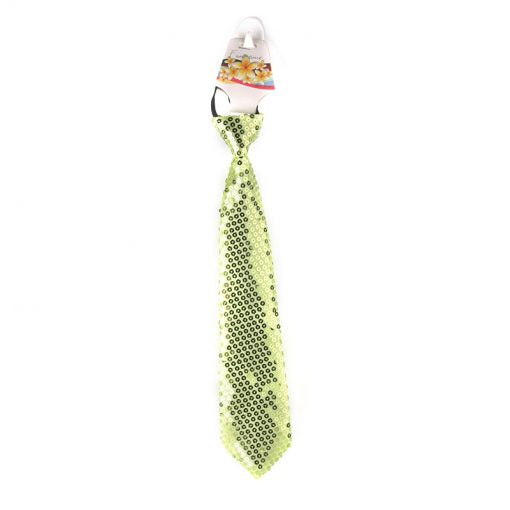 Glitter Necktie in vibrant green with shiny sequins, perfect for parties and festive occasions.