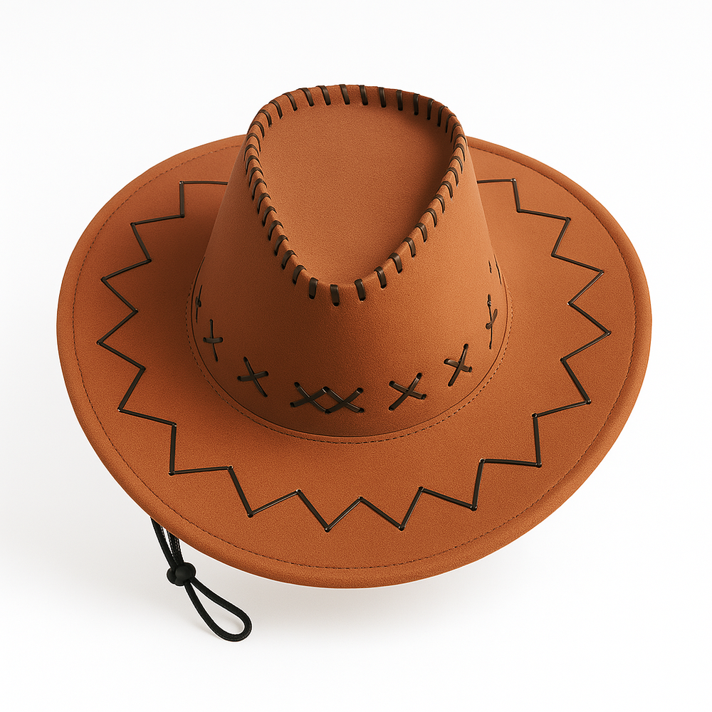 🧢 Western Stitch Cowboy Hat 🎯 Unisex | Festival Ready | Suede Look - Stylish and comfortable design for outdoor events.