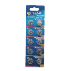 Button Battery(LR44) pack with multiple alkaline batteries for electronics, photo cameras, and toys.