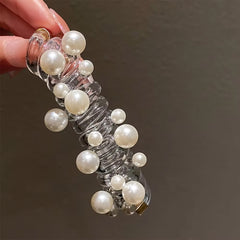 Metallic Bead Spiral Hair Ties ??Set of 1 Silver